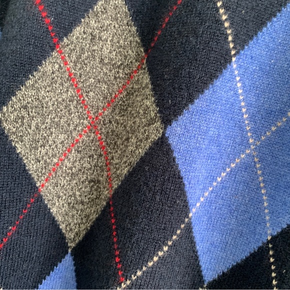 DANIEL CREMIEUX Mens argyle cashmere long sleeve sweater blues size M - Picture 5 of 10